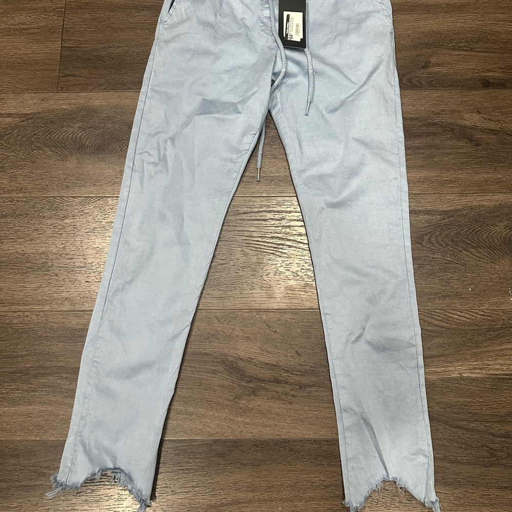 Venti6 Light Blue Frayed Hem Pants